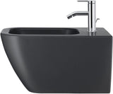 DURAVIT Wand-Bidet Happy D.2 540 mm Anthrazit Matt mit Überlauf und 1 Hahnloch