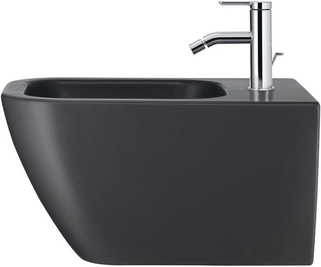DURAVIT Wand-Bidet Happy D.2 540 mm Anthrazit Matt mit Überlauf und 1 Hahnloch