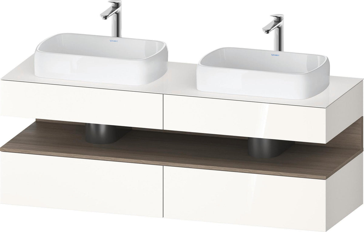 DURAVIT Qatego Konsolenwaschtischunterbau 1600 mm Basalt Matt mit 2 Auszügen und Tip-On-Technik