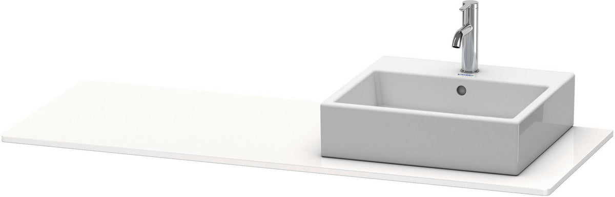 Duravit XSquare Konsole 1400x550mm betongrau matt – 1 Ausschnitt, mit Siphonaussparung