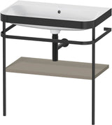 Duravit Happy D.2 c-bonded Waschtischset mit Metallkonsole, 775 mm, Steingrau Seidenmatt