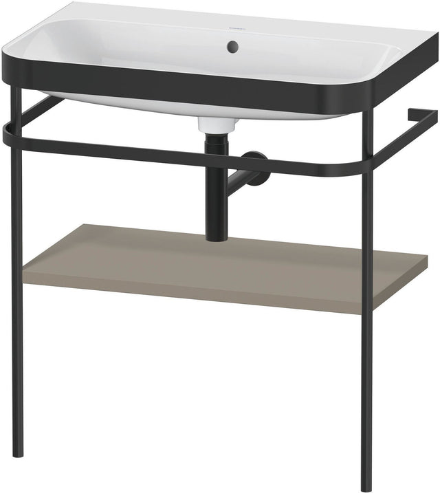 Duravit Happy D.2 c-bonded Waschtischset mit Metallkonsole, 775 mm, Steingrau Seidenmatt