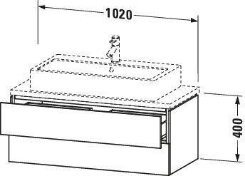 DURAVIT L-Cube Konsolenwaschtischunterbau 1020 mm betongrau matt, 2 Schubkästen, Tip-On