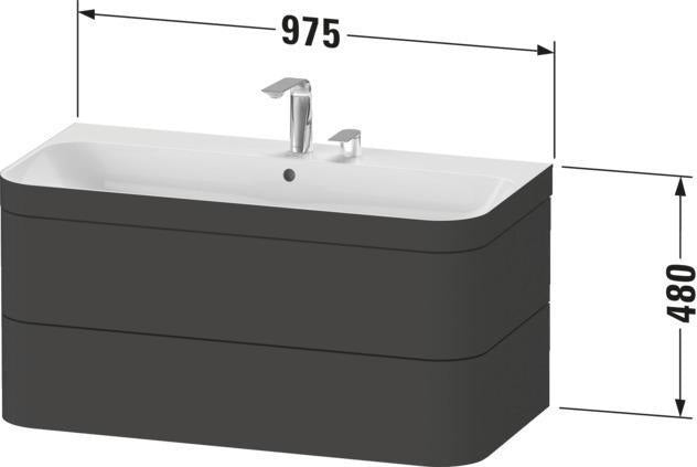 DURAVIT Waschtischset Happy D.2 Plus 2 Schubkästen 975x490 mm eiche hell taupe supermatt