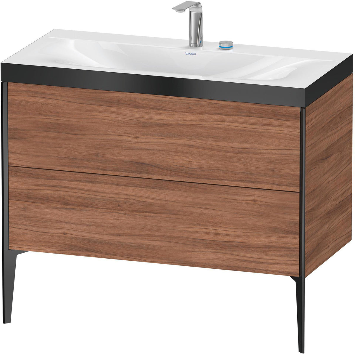 DURAVIT XViu c-bonded Waschtischunterbauset 1000 mm, 2 Auszüge, Schwarz Matt / Nussbaum