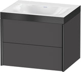 Duravit XViu Waschtischunterbauset c-bonded, 2 Schubkästen, 600x480x503 mm, schwarz matt / graphit matt