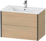 Duravit XViu Waschtischunterbau wandhängend 810 mm, 2 Schubkästen, champagner matt/weiß matt – ohne Griff, mit Tip-On-Technik