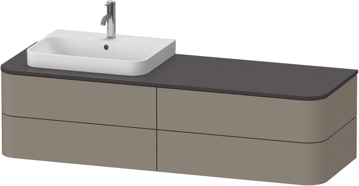 DURAVIT Happy D.2 Konsolenwaschtischunterbau 1600 mm taupe supermatt mit LED-Innenbeleuchtung und Tip-On-Technik
