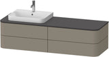 DURAVIT Happy D.2 Konsolenwaschtischunterbau 1600 mm taupe supermatt mit LED-Innenbeleuchtung und Tip-On-Technik