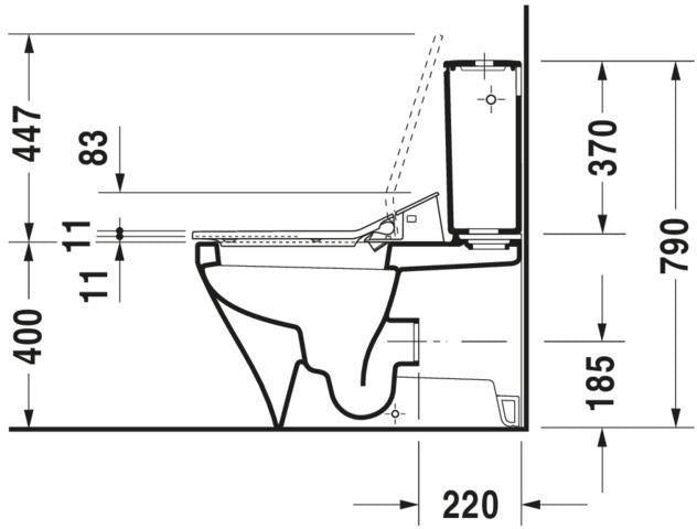 DURAVIT DuraStyle Stand-WC Kombi 705 mm Tiefspüler weiß für Dusch-WC Sitz
