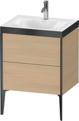 DURAVIT XViu Waschtischunterbauset 610x600x480mm, 2 Auszüge, Schwarz matt / Mediterrane Eiche