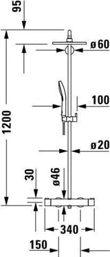 DURAVIT Duschsystem C.1 mit Brausethermostat, Schwarz Matt, Kopf- und Handbrause