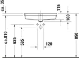 DURAVIT Vero Air Einbauwaschtisch 600 mm weiß mit WonderGliss, ohne Hahnloch