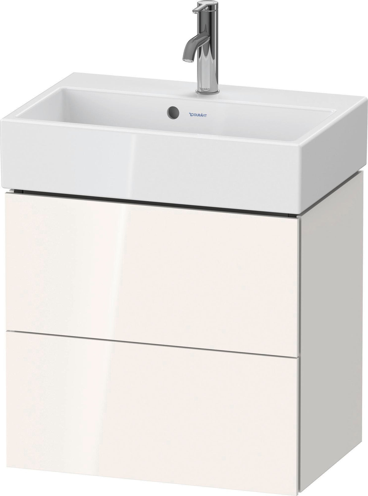 DURAVIT L-Cube Waschtischunterbau wandhängend, 2 Schubkästen, Weiß Matt, 584 mm