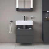 DURAVIT Qatego Waschtischunterbau 590 mm wandhängend, 1 Auszug, weiß Hochglanz, Nische Eiche Schwarz