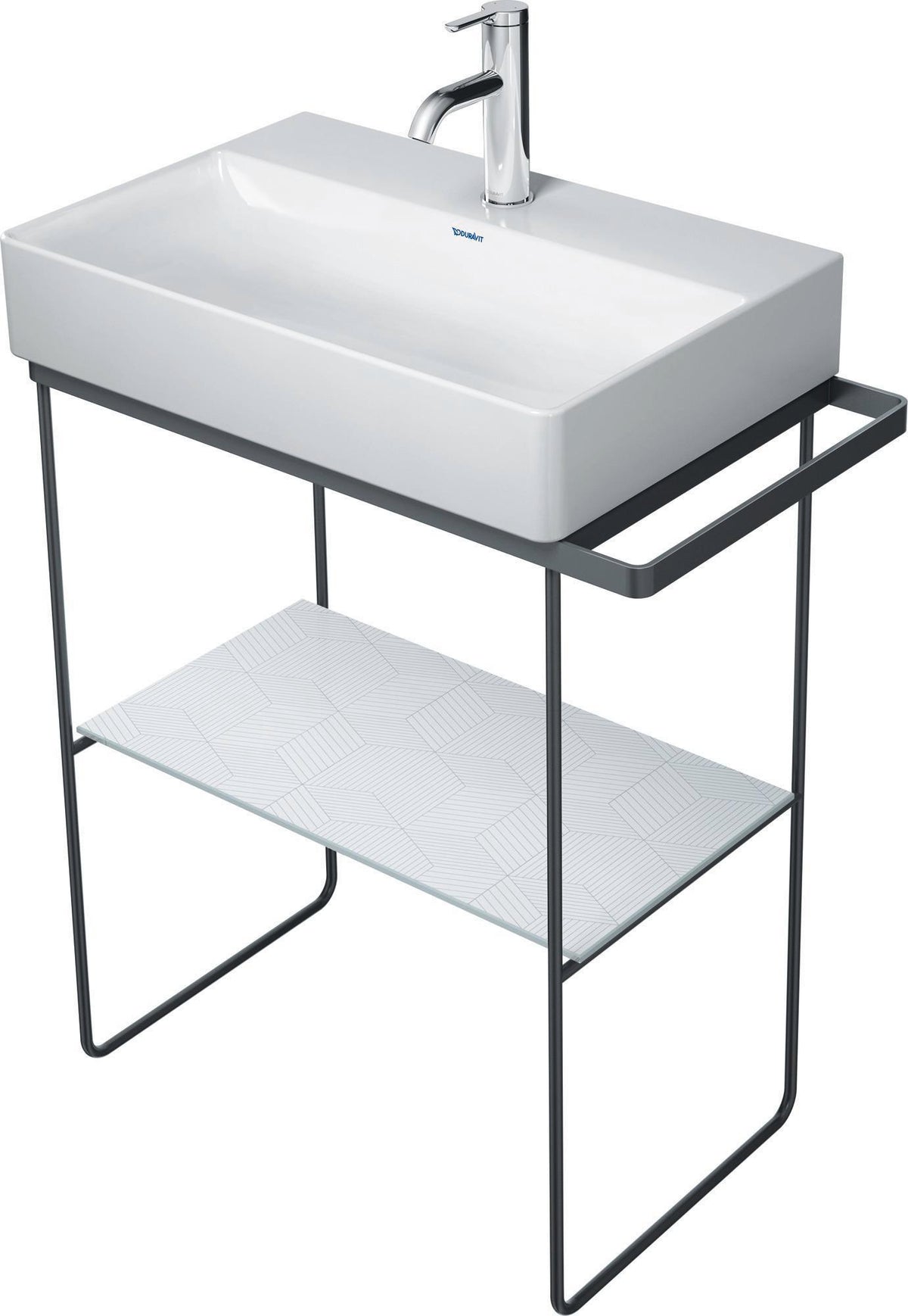 Duravit DuraSquare Metallkonsole höhenverstellbar mit Handtuchhalter links/rechts, Chrom