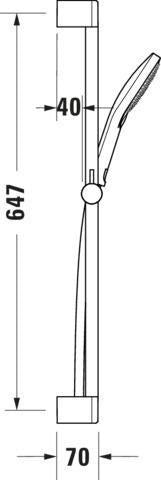 Duravit Brauseset 700 mm mit Handbrause 3-Jet Rain/Pulse/Mono und Brauseschlauch 1600 mm in Chrom