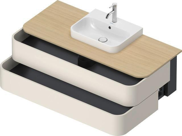 Duravit Waschtischunterbau Happy D.2 Plus 1300 mm taupe supermatt mit Tip-On-Technik