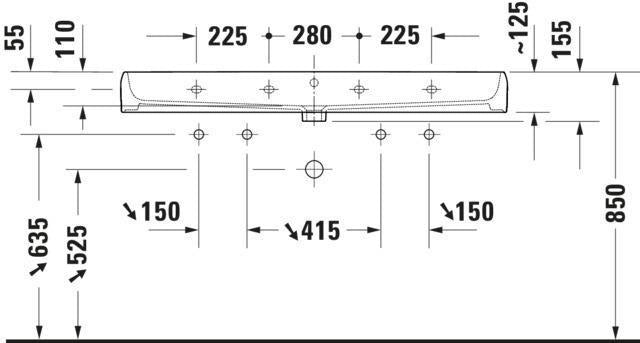 DURAVIT Qatego Aufsatzwaschtisch 1200 mm Weiß Hochglanz mit Hahnlochbank