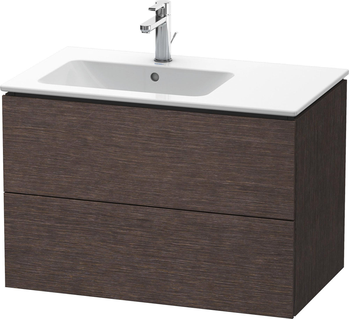 DURAVIT L-Cube Waschtischunterbau 820 mm betongrau matt – 2 Schubkästen, Becken links, wandhängend
