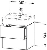 Duravit L-Cube Waschtischunterbau 584 mm taupe supermatt, 2 Schubkästen, Tip-On, wandhängend