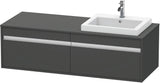 Duravit Ketho Waschtischunterbau 1400 mm wandhängend, 2 Auszüge, weiß matt, Becken links