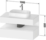 Duravit Qatego Waschtischunterbau 1000 mm Weiß Hochglanz mit Eiche Terra Nische, 1 Auszug, wandhängend
