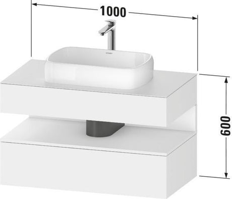 Duravit Qatego Waschtischunterbau 1000 mm Weiß Hochglanz mit Eiche Terra Nische, 1 Auszug, wandhängend