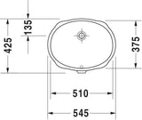 Duravit Einbauwaschtisch SANTOSA 510x375mm mit Überlauf, ohne Hahnloch, weiß