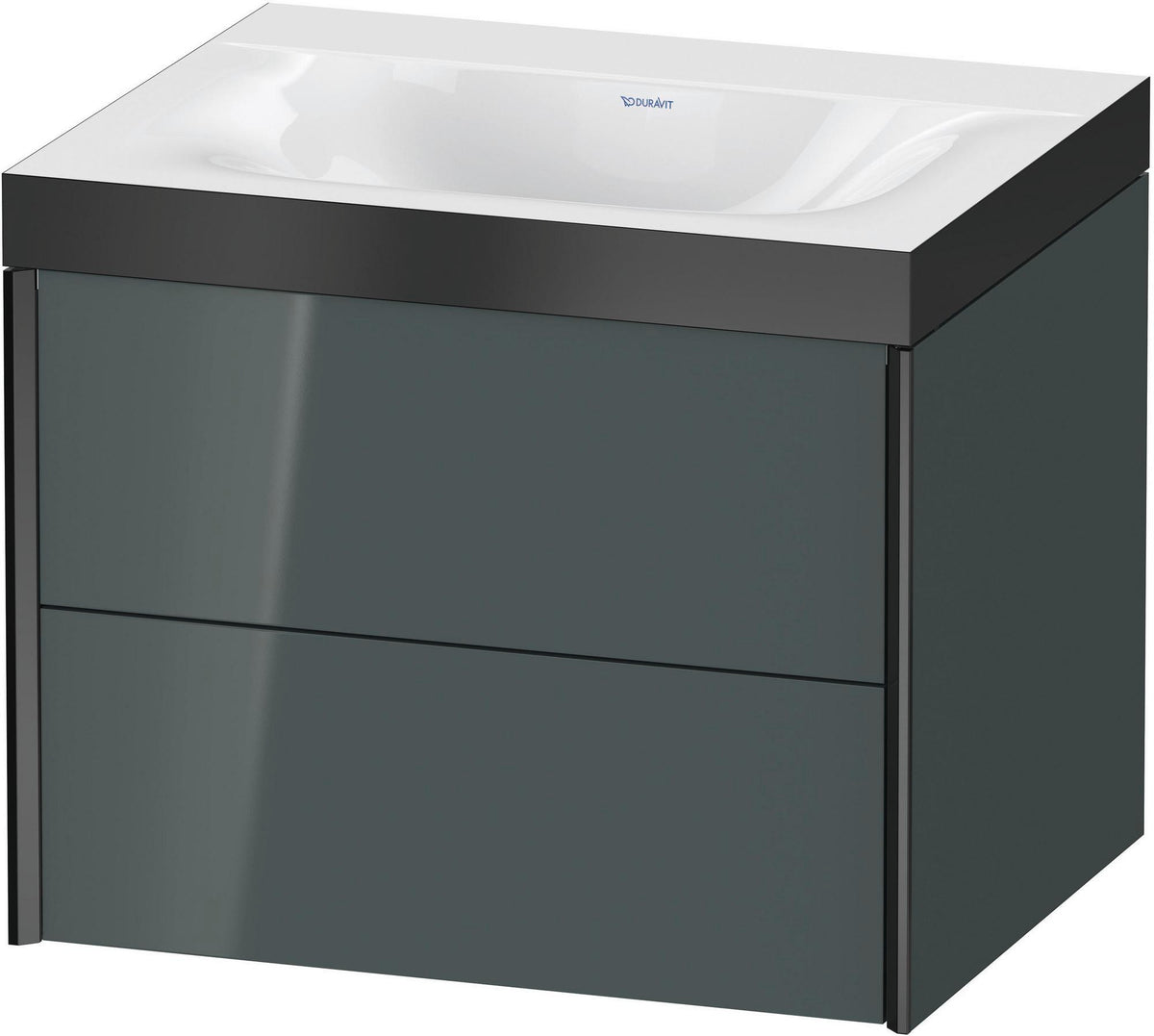 Duravit XViu c-bonded Waschtischunterbauset 600 mm, 2 Schubkästen, schwarz matt / dolomiti grey