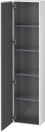 DURAVIT L-Cube Hochschrank 400 mm, 1 Tür links, flannel grey seidenmatt – wandhängend, Soft-Close