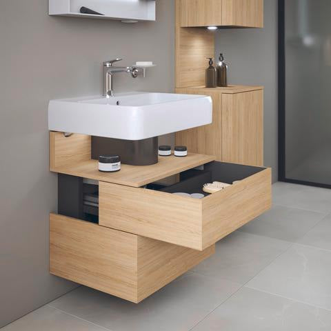 DURAVIT Qatego Waschtischunterbau 590 mm wandhängend, 1 Auszug, weiß Hochglanz, Nische Eiche Schwarz