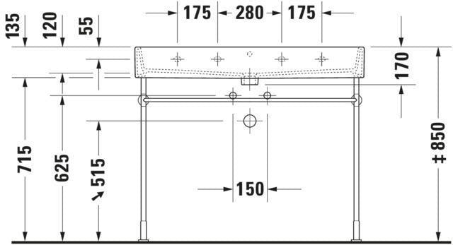 DURAVIT Vero Air Waschtisch 1000 mm Weiß ohne Überlauf mit Hahnlochbank