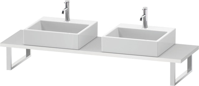 Duravit L-Cube Konsole variabel, 480 mm tief, weiß matt, mit 2 Waschschüssel-Aussparungen