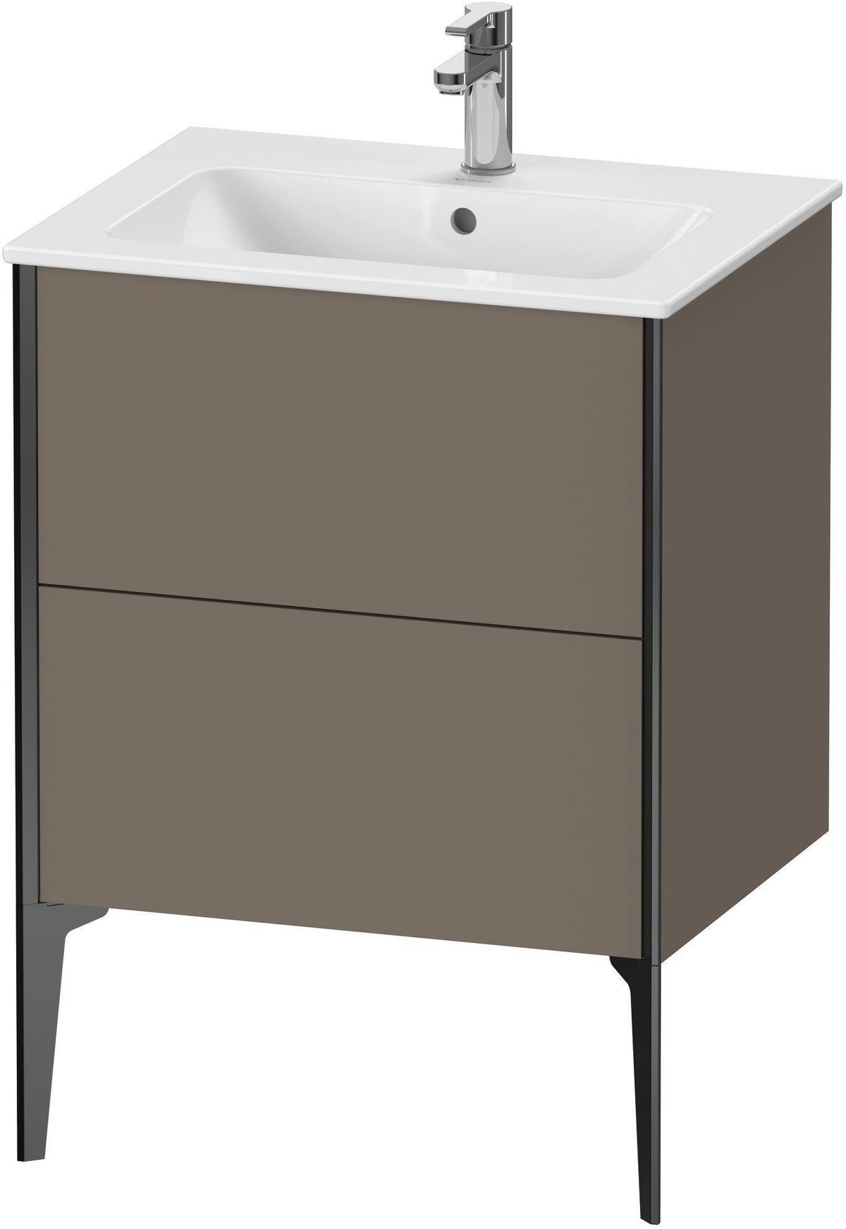 DURAVIT XViu Waschtischunterbau bodenstehend 610 mm, 2 Auszüge, weiß matt – Tip-On & Soft-Close