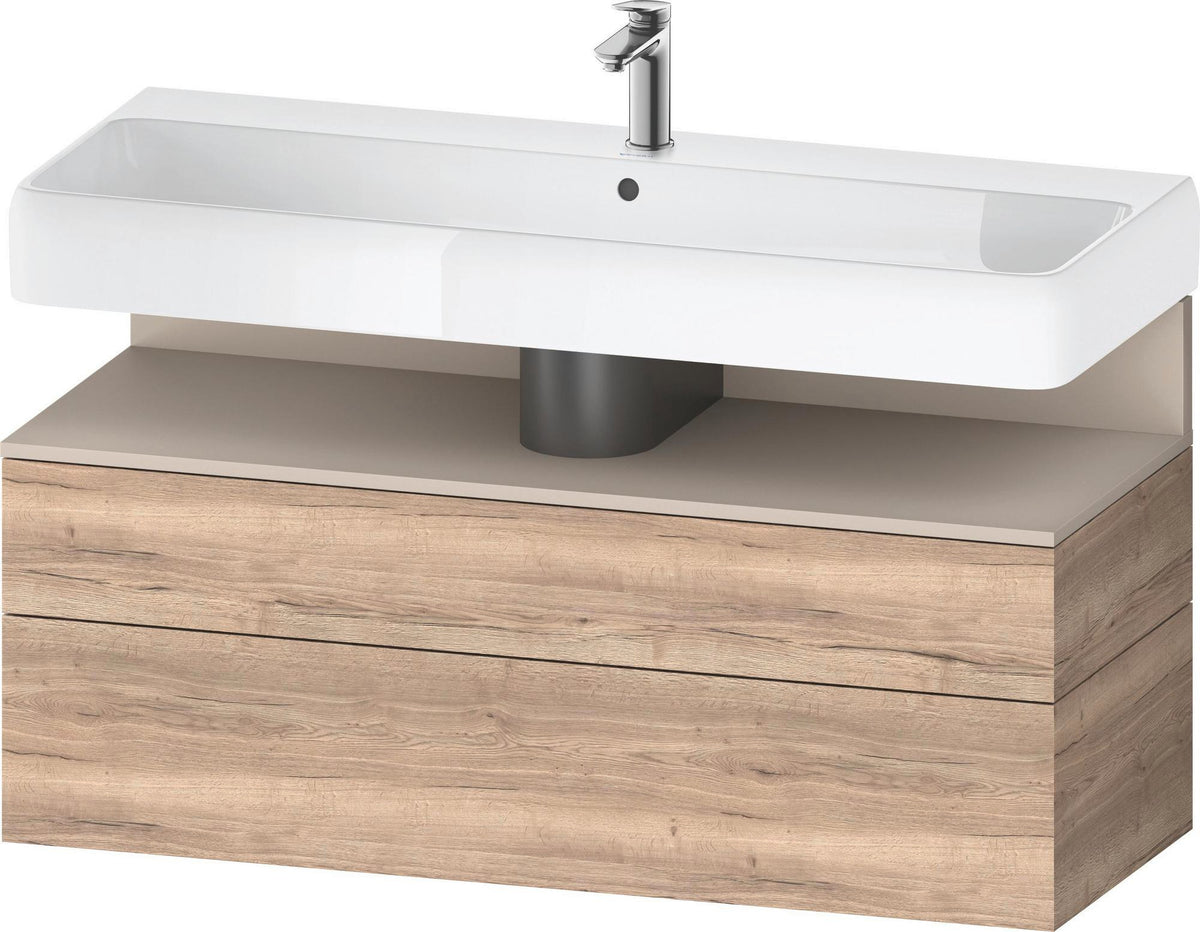 Duravit Qatego Waschtischunterbau 1190 mm – Weiß Matt mit Eiche Schwarz Nische, 1 Auszug, LED