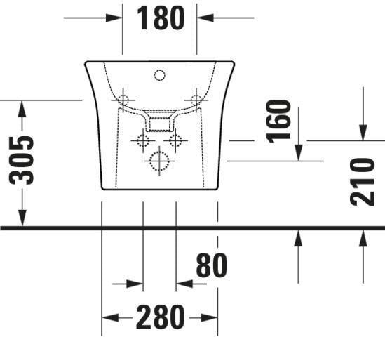 DURAVIT Wandbidet White Tulip 540 mm, Weiß, mit Überlauf & Hahnlochbank – Design von Philippe Starck
