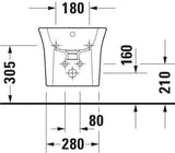 DURAVIT Wandbidet White Tulip 540 mm, Weiß, mit Überlauf & Hahnlochbank – Design von Philippe Starck
