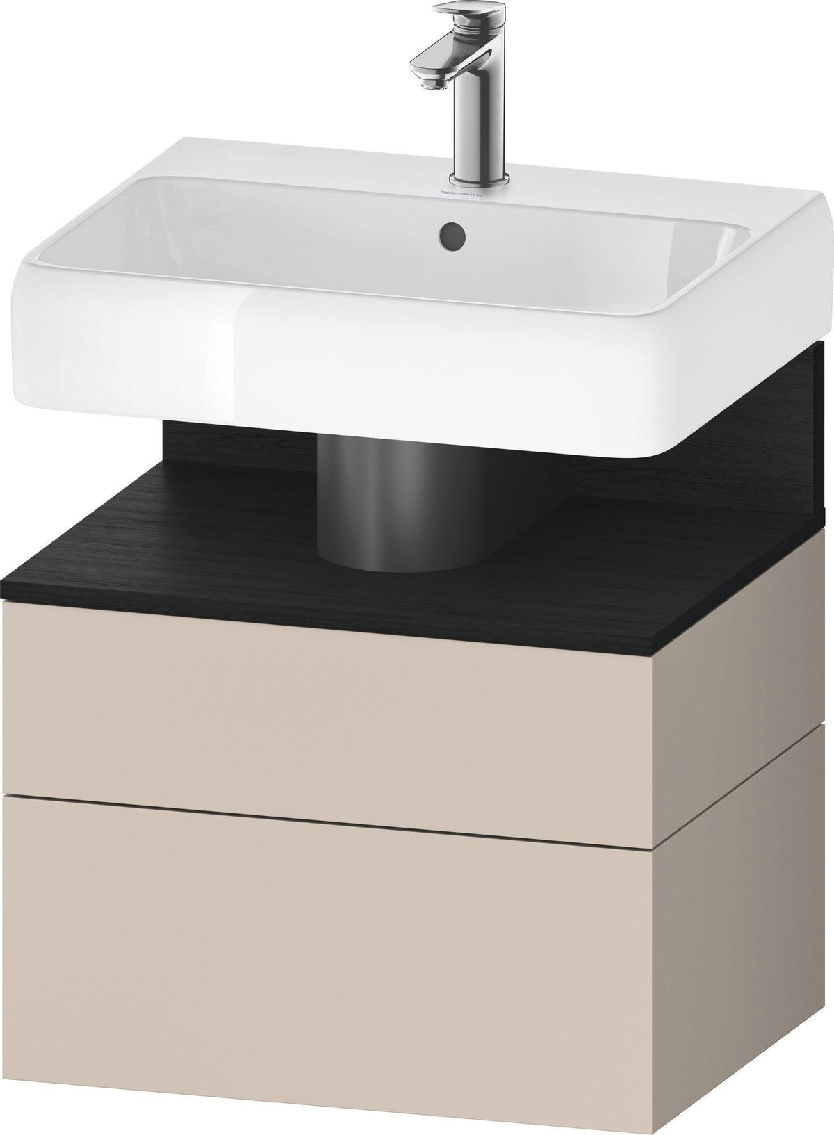 DURAVIT Qatego Waschtischunterbau 590 mm wandhängend, 1 Auszug, weiß Hochglanz, Nische Eiche Schwarz