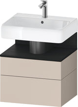 DURAVIT Qatego Waschtischunterbau 590 mm wandhängend, 1 Auszug, weiß Hochglanz, Nische Eiche Schwarz