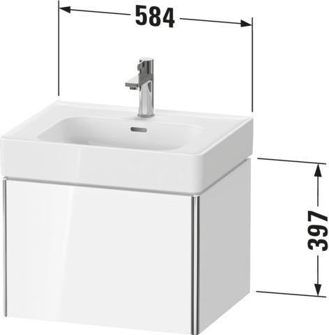 Duravit XSQUARE Waschtischunterbau 584 mm wandhängend mit Auszug – Tast-Senkrecht-Matt