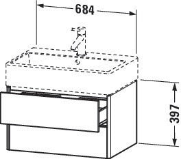 Duravit XSquare Waschtischunterbau 684 mm wandhängend mit Schubkasten und Siphonausschnitt