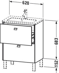 Duravit Waschtischunterbau Brioso Compact 683 mm betongrau matt mit 2 Auszügen