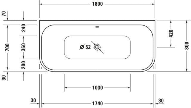 DURAVIT Happy D.2 Whirlwanne 1800x800mm Rechteck, 2-Sitzer, weiß, Vorwand, mit Verkleidung