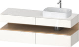 Duravit Qatego Konsolenwaschtischunterbau 1600 mm Weiß Hochglanz mit Eiche Schwarz Nische