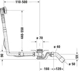 DURAVIT Ab- und Überlaufgarnitur Quadroval Dr ehgriff, Bowdenzuglänge 850 mm, chrom