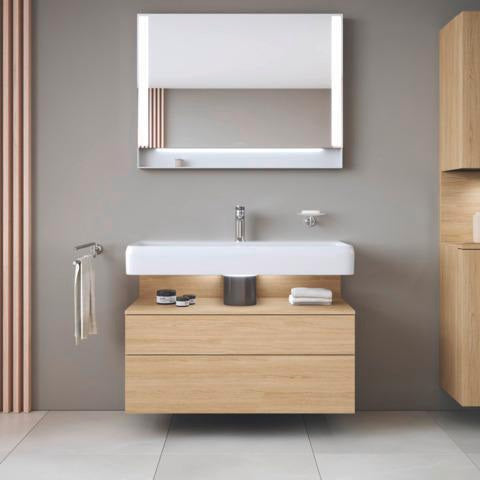 DURAVIT Qatego Hochschrank 400 mm, 2 Türen, weiß Hochglanz, Eiche Schw. Matt