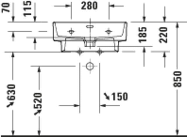 DURAVIT Balcoon Waschtisch 550x480 mm weiß mit Überlauf, Hahnloch und Halbsäule