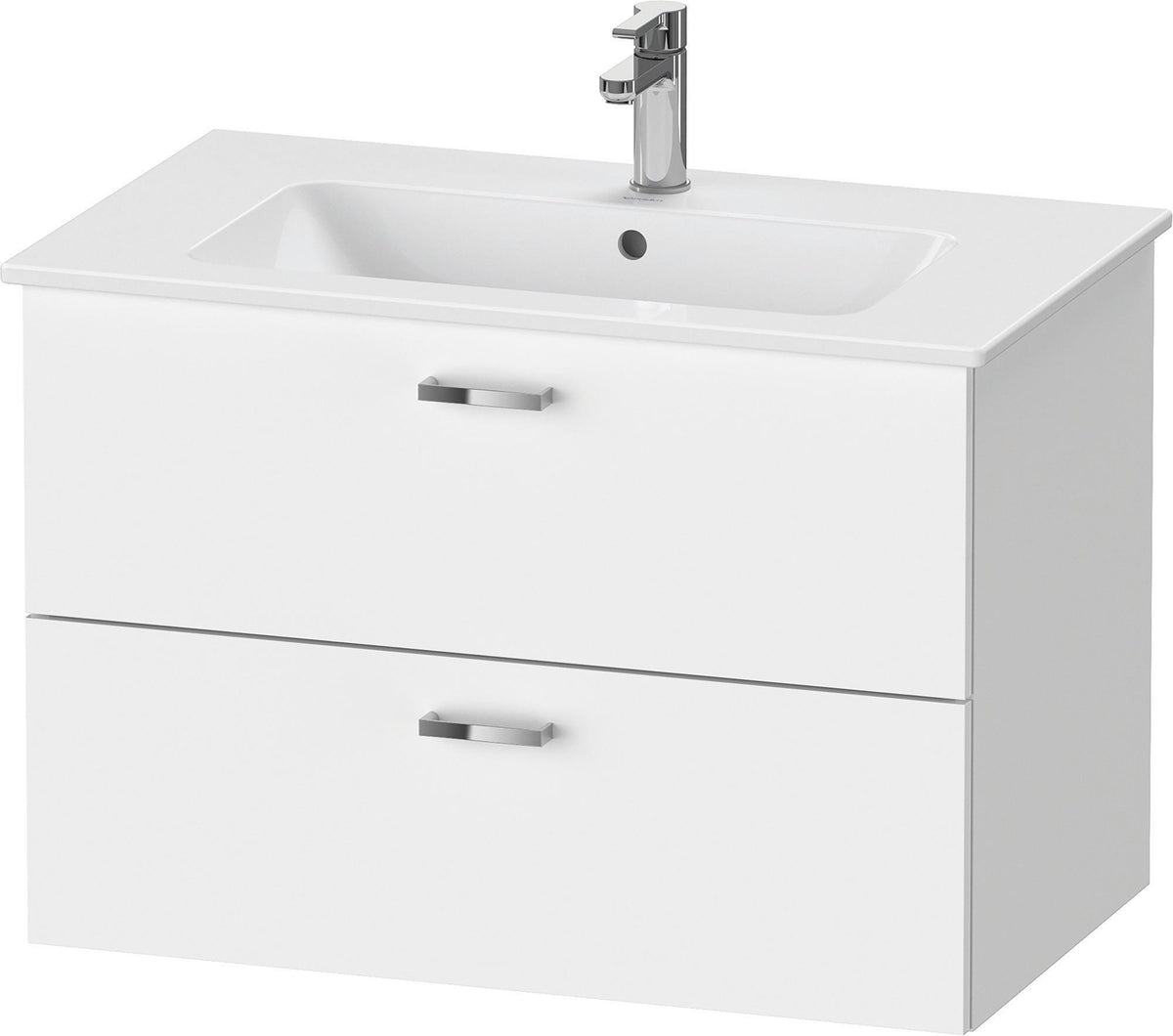 Duravit XBase Waschtischunterbau wandhängend 600 mm, 2 Schubkästen, weiß matt, Soft-Close