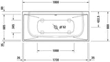 Duravit DuraSquare Badewanne 1800x800 mm Mineralguss Weiß Matt mit Fußgestell und Verkleidung